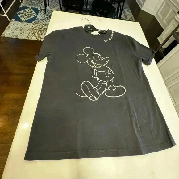 Mango Mickey Mouse Embroidered Tee Shirt Womens Size XS Black Short Sleeve - Picture 12 of 13